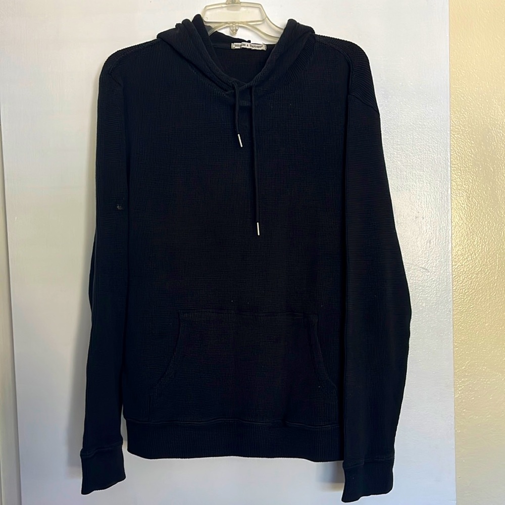 Threads 4 Thought Men’s Black Long Sleeve Thermal Drawstring Hoodie sz M